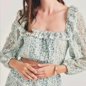 House of Harlow 1960 Floral Eyelet Crop Top NWT